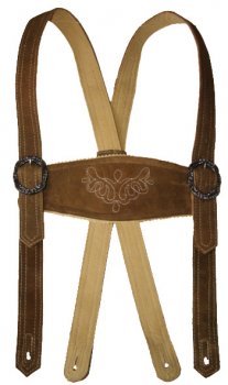 Preview: Justin- Trachten-Kniebundlederhose mit Trachten- Stegräger in torfantik Größe 48